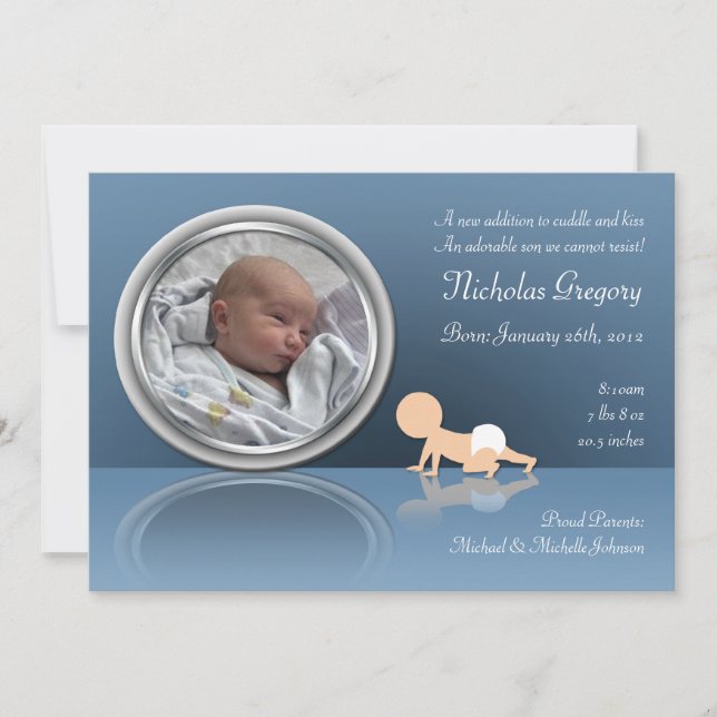 Faire-part Crawling Baby Reflection Annonces de naissance (Devant)