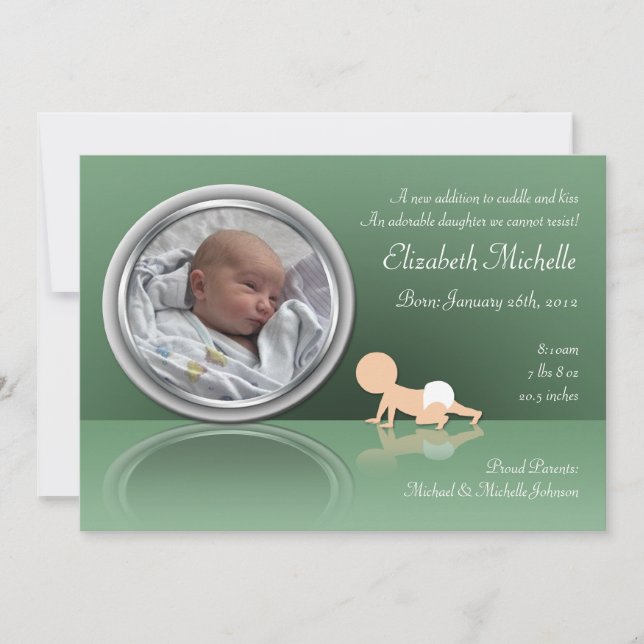 Faire-part Crawling Baby Reflection Annonces de naissance (Devant)