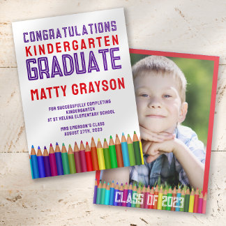 Faire-part Crayons de couleur Kindergarten Photo Graduation