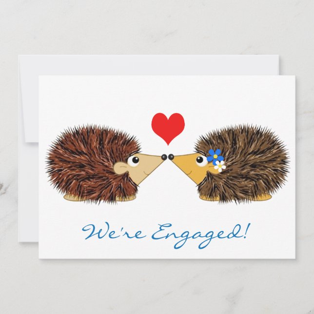Faire-part Cuddley Hedgehogs Nous sommes engagés (Devant)
