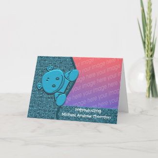 Faire-part Cute Blue Hippo Nouvelle photo bébé