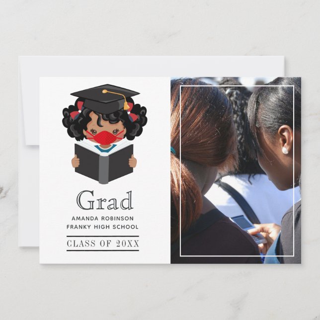 Faire-part Cute Covid African American Girl Graduation Photo (Devant)
