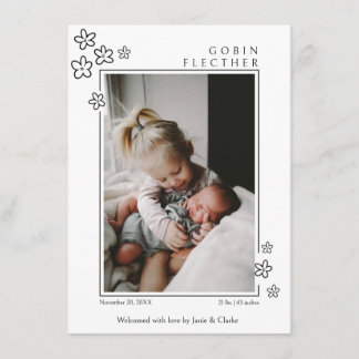 Faire-part Cute Flower Doodle Newborn Photo Birth
