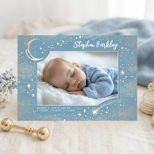 Faire-part Cute Stars Lune Celestial Nouveau-né Photo Naissan