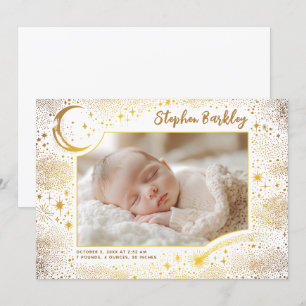 Faire-part Cute Stars Lune Celestin Nouveau-né Photo Naissanc