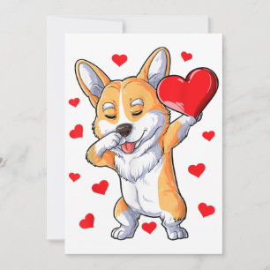 Faire-part Dabbing Corgi Coeur Valentines Jour Garçons Enfant