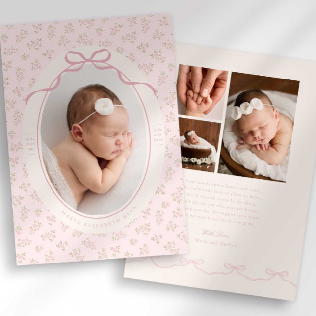 Faire-part Dainty Floral Coquette Photo Birth Announcement (Créateur téléchargé)