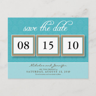 Faire-part Damask Box Trio Enregistrer la date Carte postale