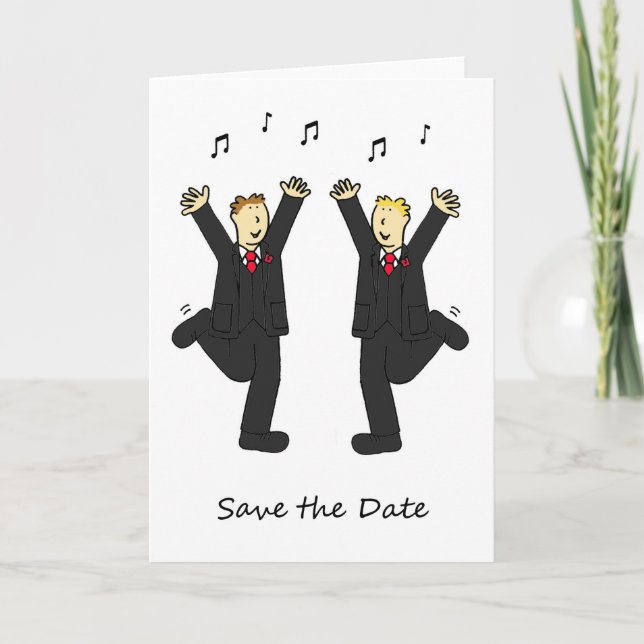 Faire-part Dancing Grooms Enregistrer le dessin Date (Devant)