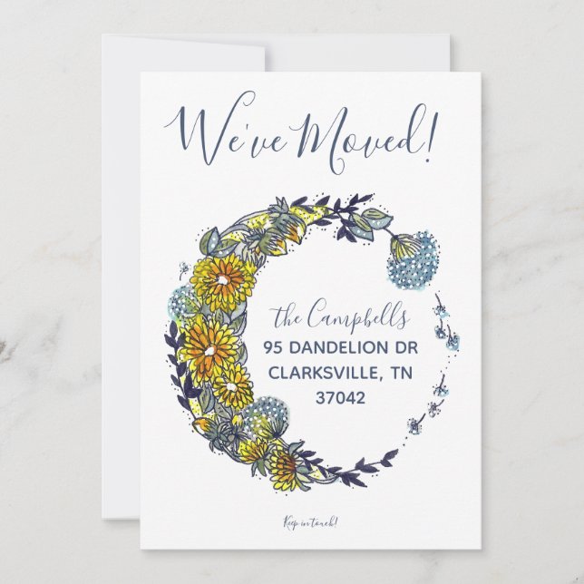Faire-part Dandelion souhaite Wreath Nouvelle adresse (Devant)