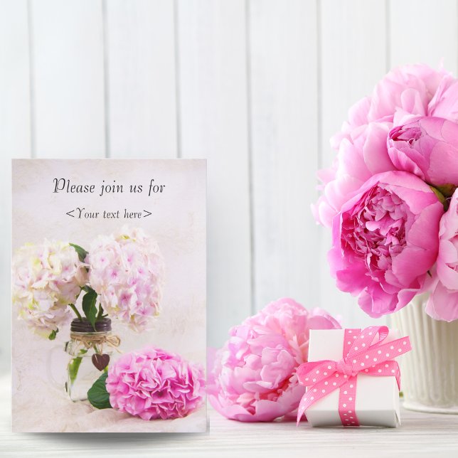 Faire-part d'anniversaire avec des hortensias past (Créateur téléchargé)