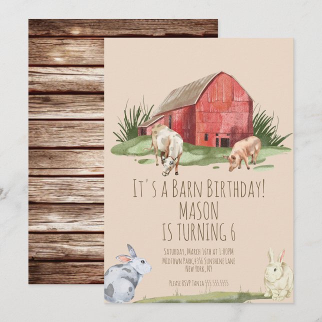 Faire-part d'anniversaire Ferme Animaux de la Gran (Devant / Derrière)