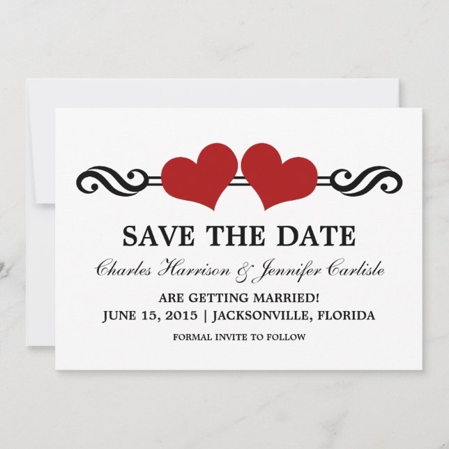 Faire-part d'annonce de date de mariage Elegant He (Devant)
