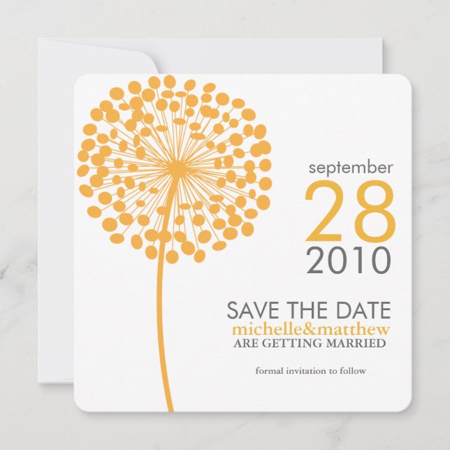 Faire-part d'annonce de date de mariage Fleur d'Or (Devant)