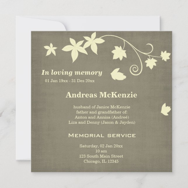 Faire-part Dans la mémoire aimante (Devant)