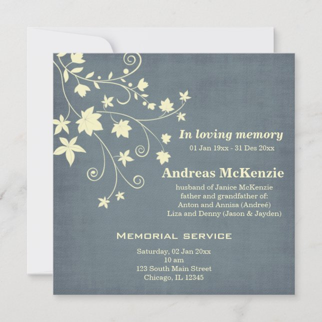 Faire-part Dans la mémoire aimante (Devant)