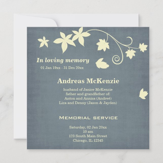 Faire-part Dans la mémoire aimante (Devant)