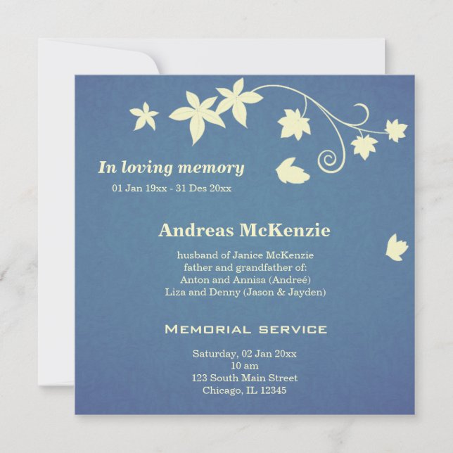 Faire-part Dans la mémoire aimante (Devant)