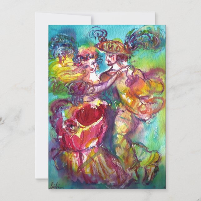 Faire-part DANSE CARNIVALE, rose vif rose rose bleu jaune (Devant)