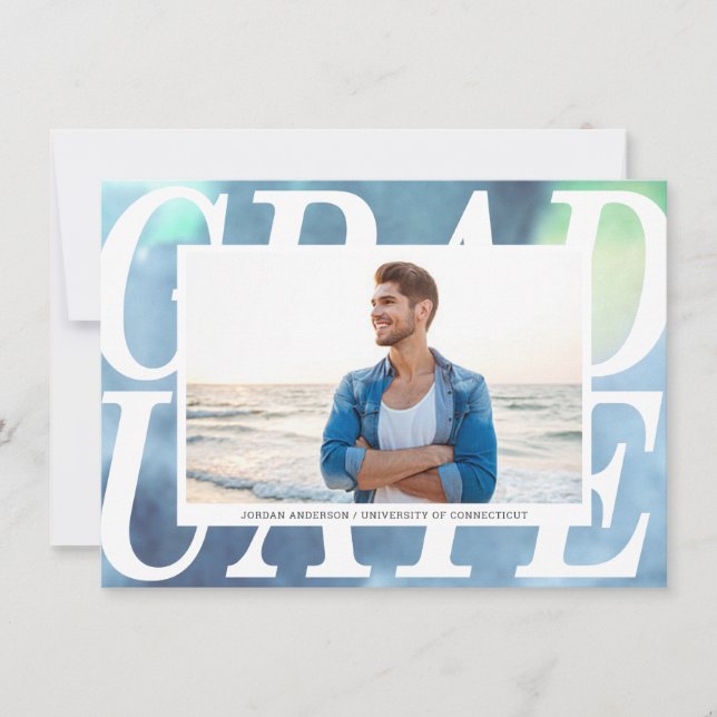 Faire-part d'aquarelle bleu dégradé (Devant)