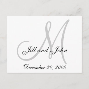 Faire-part Date, prénom et carte postale Monogramme initiale