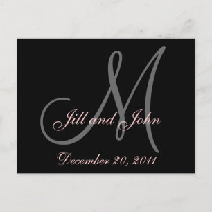 Faire-part Date, prénom et carte postale Monogramme initiale