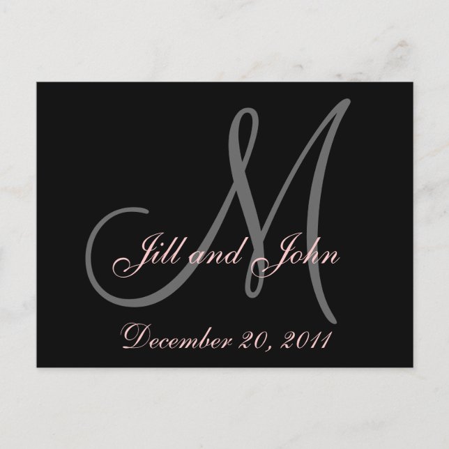 Faire-part Date, prénom et carte postale Monogramme initiale (Devant)