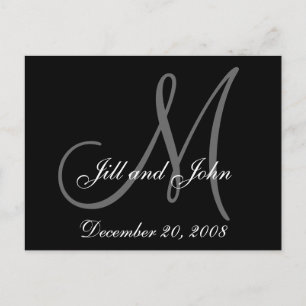Faire-part Date, prénom et carte postale Monogramme initiale
