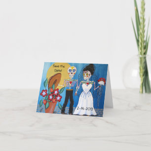 Faire-part Day of the Dead Save the Date Wedding Notecard