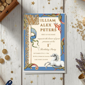 Faire-part de 1er anniversaire médiéval royal vint