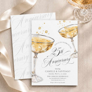 Faire-part de 25e anniversaire de mariage avec du