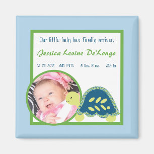 faire-part de 2 po x 2 po Magnet Blue Sea Turtales