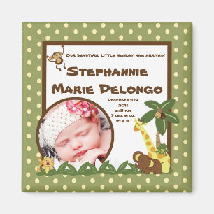 faire-part de 2"x2" Magnet Jungle Baby