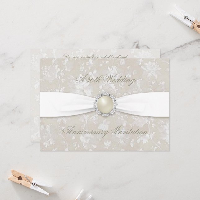 Faire-part de 30 ans de mariage Bold Damask 5x7 (Devant/Arrière en situation)