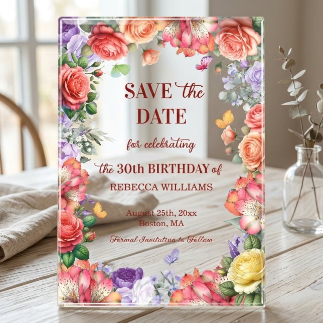 Faire-Part de 30e Anniversaire à Thème Floral Colo (Créateur téléchargé)