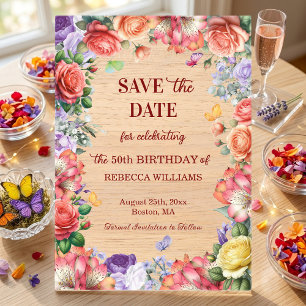 Faire-part de 50e anniversaire avec motif floral c