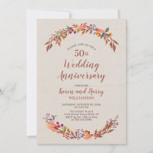 Faire-part de 50e anniversaire de mariage floral a