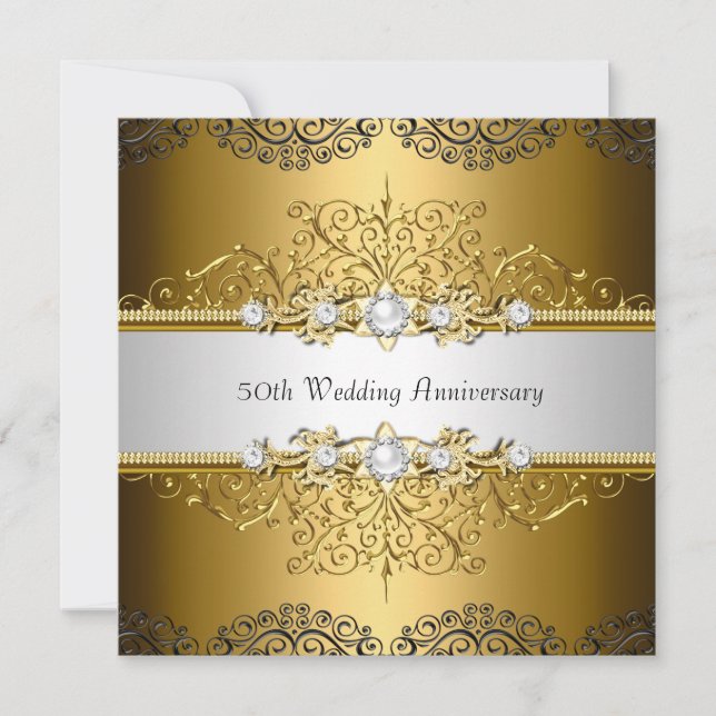 Faire-part de 50e anniversaire de mariage Floral S (Devant)