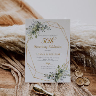Faire-part de 50e anniversaire de mariage Greenery