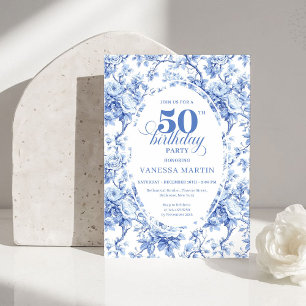 Faire-part de 50e anniversaire Toile de Jouy franç