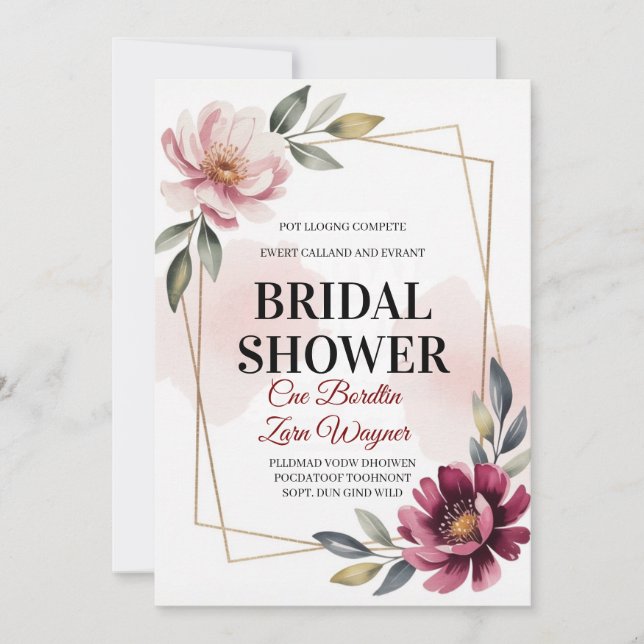 Faire-part de babille de mariage floral élégant |  (Devant)