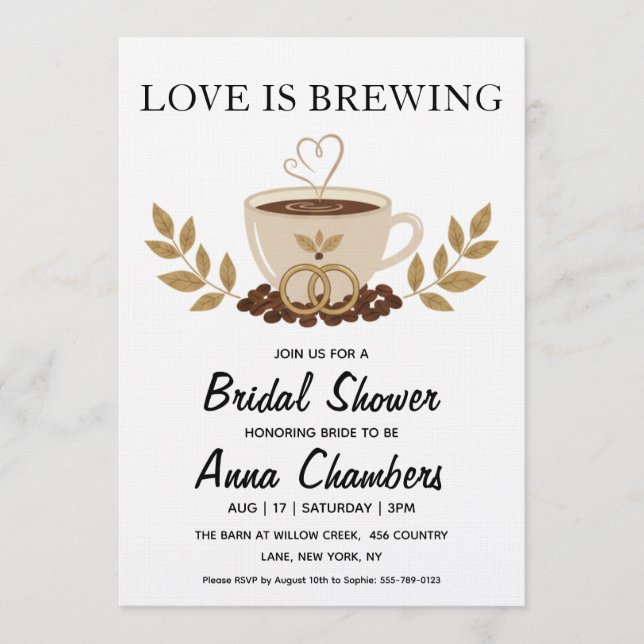 faire-part de babille de mariage love is brewing (Devant)