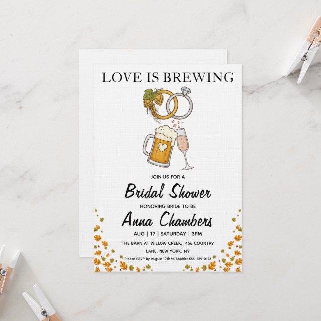 faire-part de babille mariage love is brewing (Devant/Arrière en situation)