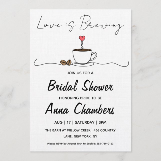 faire-part de babille mariage love is brewing (Devant)