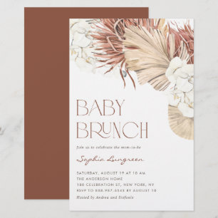 Faire-part de Baby Brunch Boho Palmier Séché et Or