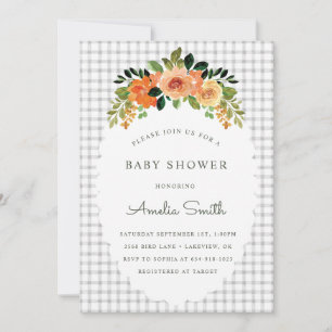 Faire-part de Baby Shower 020 Fog Grey Floral Ging
