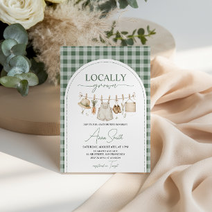 Faire-part de Baby Shower à carreaux verts Localem