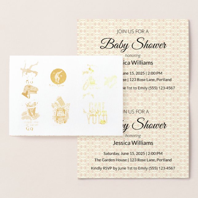Faire-part de Baby Shower à Feuille d'Aluminium |  (Affichage)