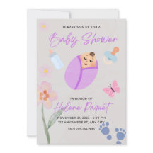 Faire-part de Baby Shower à l'aquarelle lavande ca