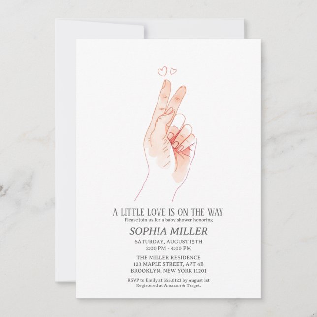 Faire-part de Baby Shower à l'aquarelle Minimalist (Devant)